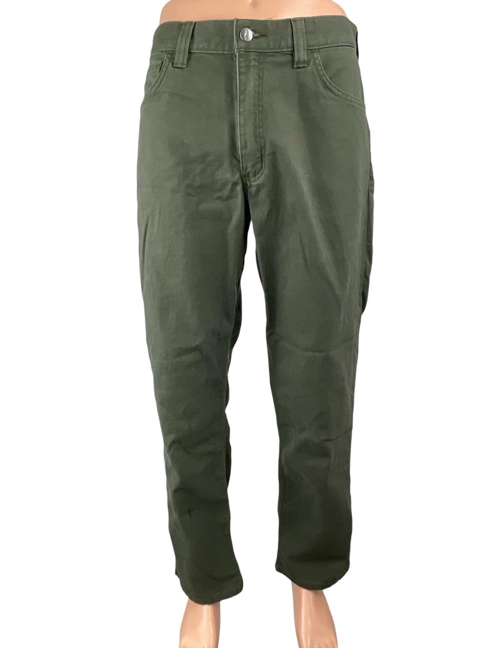 Carhartt Men's Green Relaxed Fit Straight Leg Khaki Chino Trousers Pants 35x32